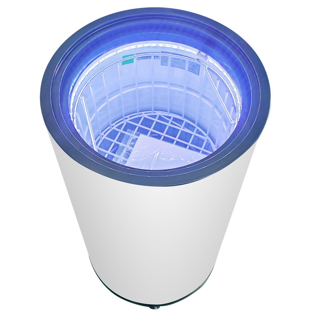 Barrel Merchandiser Freezer 2 Cu Ft White Commercial Beverage Display