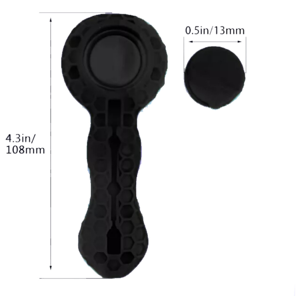 2 Pcs (Blue+Black) SILICONE PIPE 4.3" W/ GLASS BOWL -HoneyComb Bee