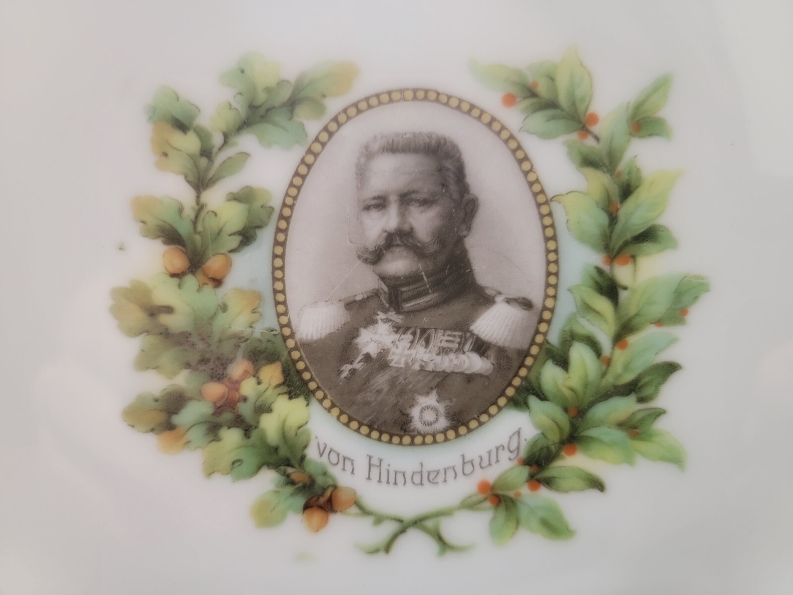 Antique WW1 Marshall Von Hindenburg Prussia Germany plate plaque Portrait RARE!