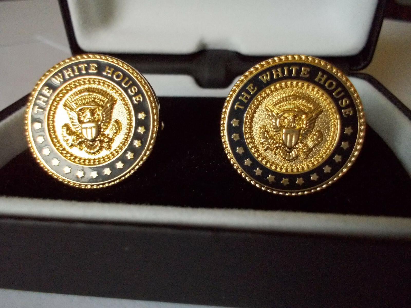 Presidential White House 24k Gold Plated Blue Cobalt Cufflinks