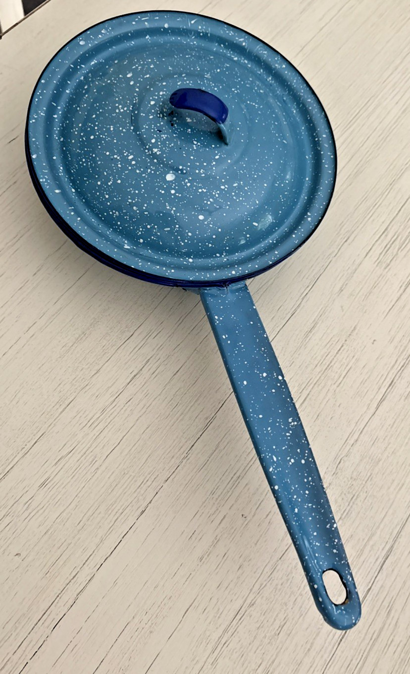 Small Blue Enamel Frying Pan - Camping