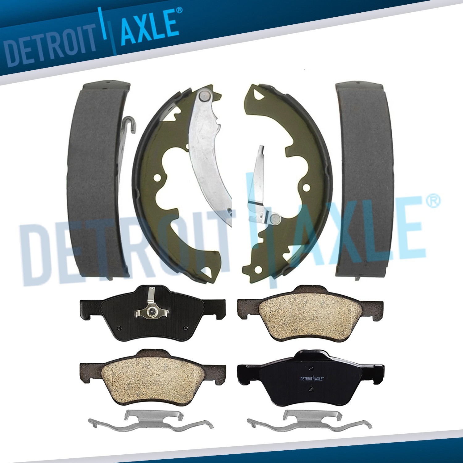 Front Ceramic Brake Pads and Rear Brake Shoes for Ford Escape Mercury Mariner