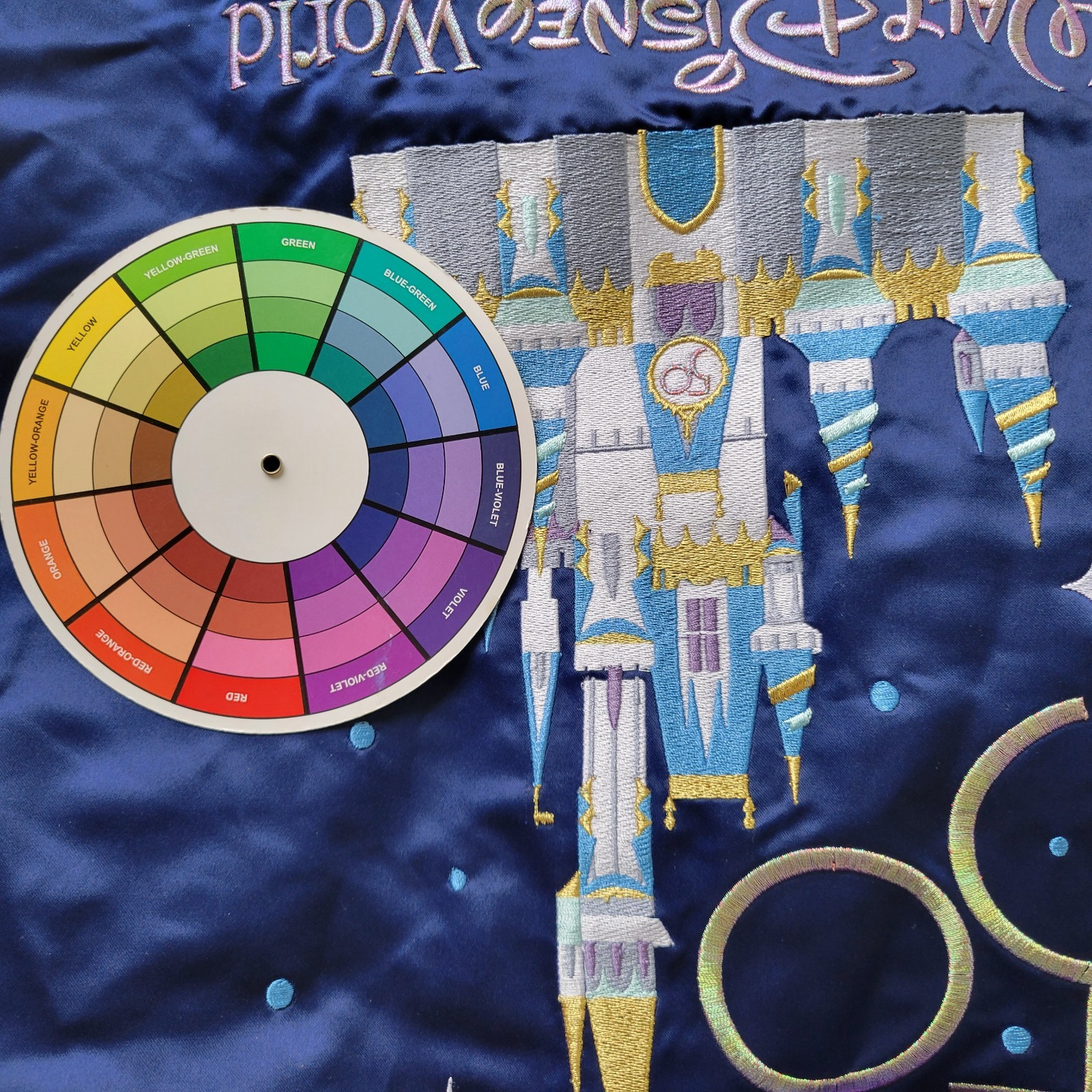 Walt Disney World 50th Anniversary Womens Jacket 1X Blue Embroidered Zip Up Logo