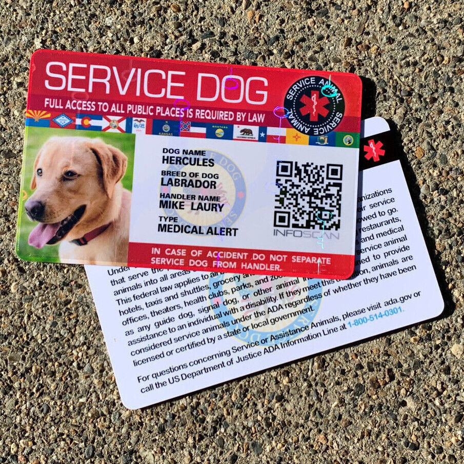 SERVICE DOG ID CARD FOR SERVICE ANIMAL PROFESSIONAL ADA HOLOGRAPHIC