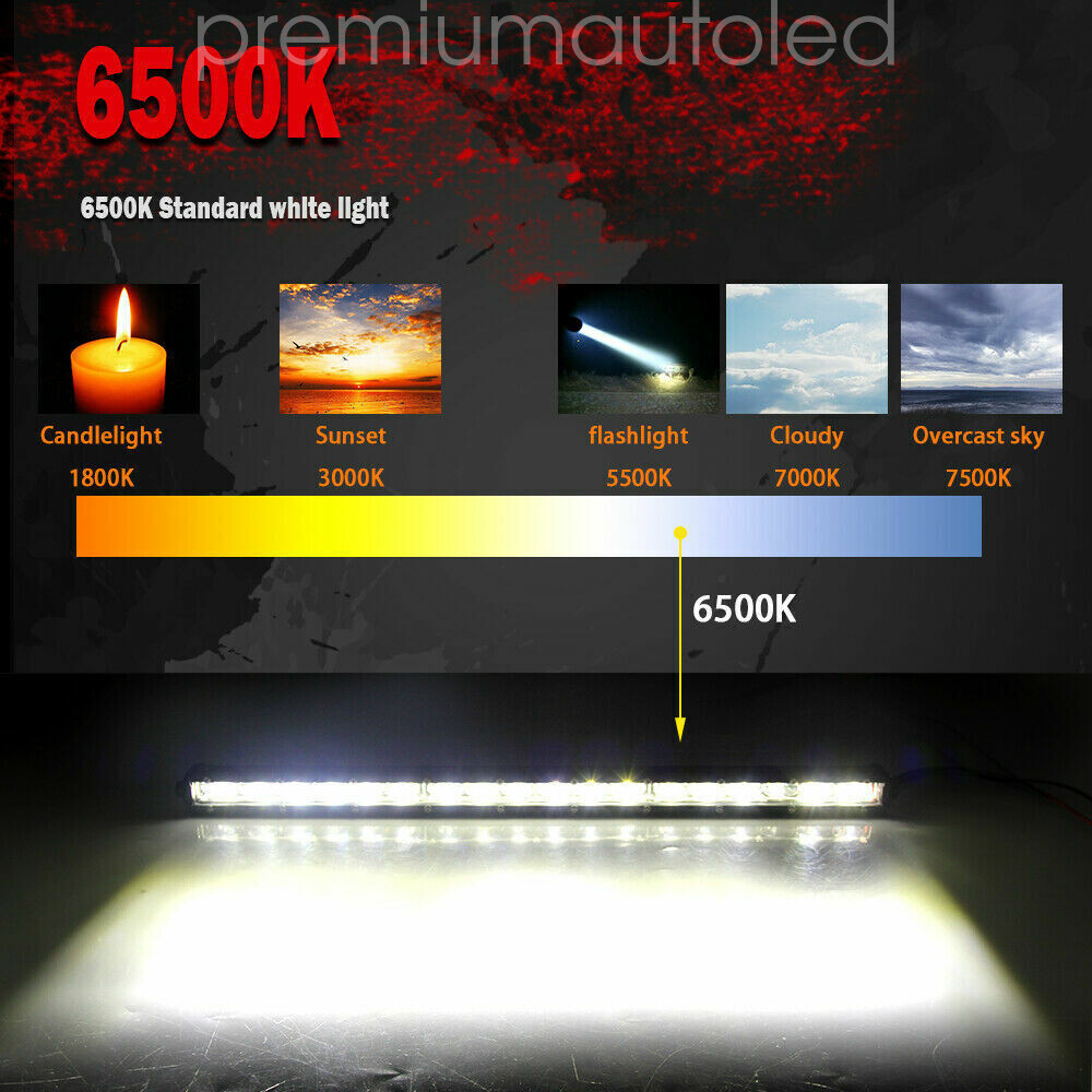 Single Row 50"Slim LED Light Bar Spot Flood Combo Work Offroad SUV Driving ATV