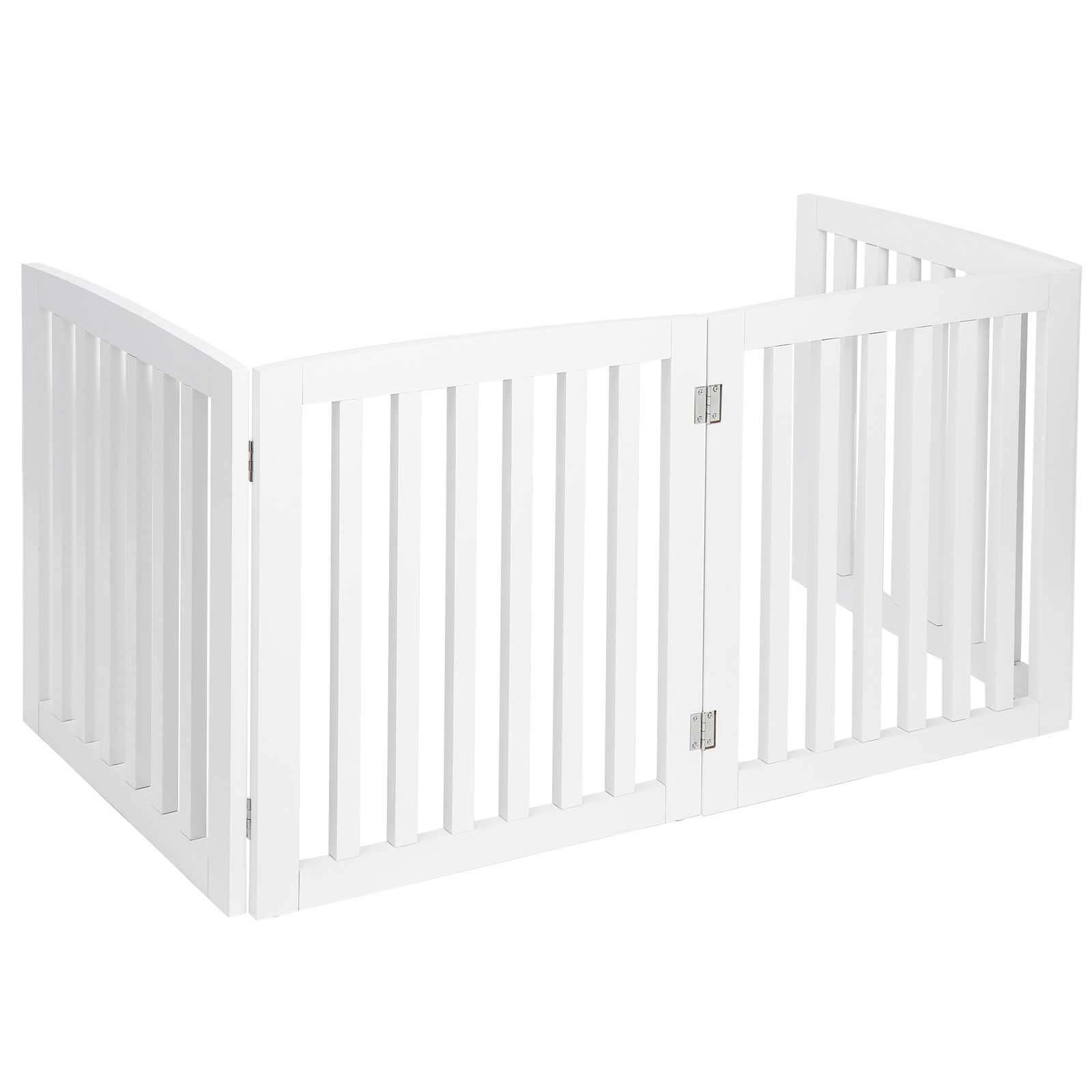 24 inch 4 Panels Wooden Pet Fence Dog Gate Folding Baby Playpen Doorway White