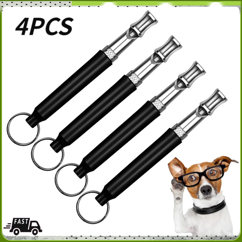 4x Dog Training WHISTLE UltraSonic Obedience Stop Barking Pet Sound Pitch Black