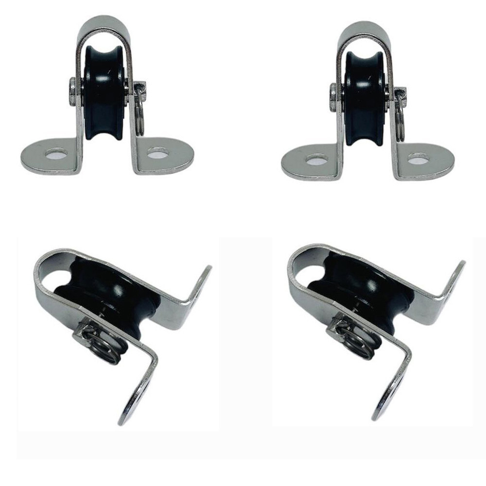 Marine 1/4" Surface Mount Pulley Block Nylon Sheave Stainless Steel T304 4 Pcs