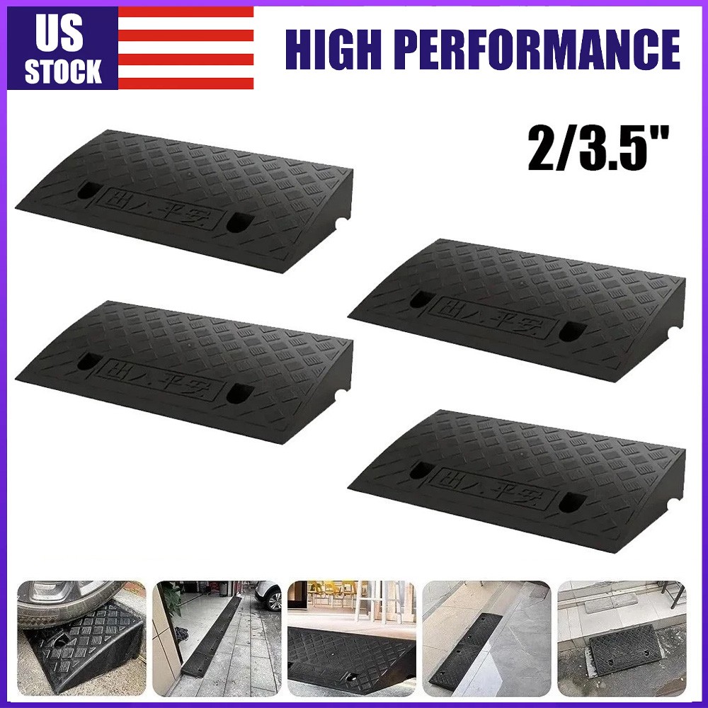 2 Pack Driveway Ramp Heavy Duty Vehicle Curb Rubber Threshold Ramp Professional