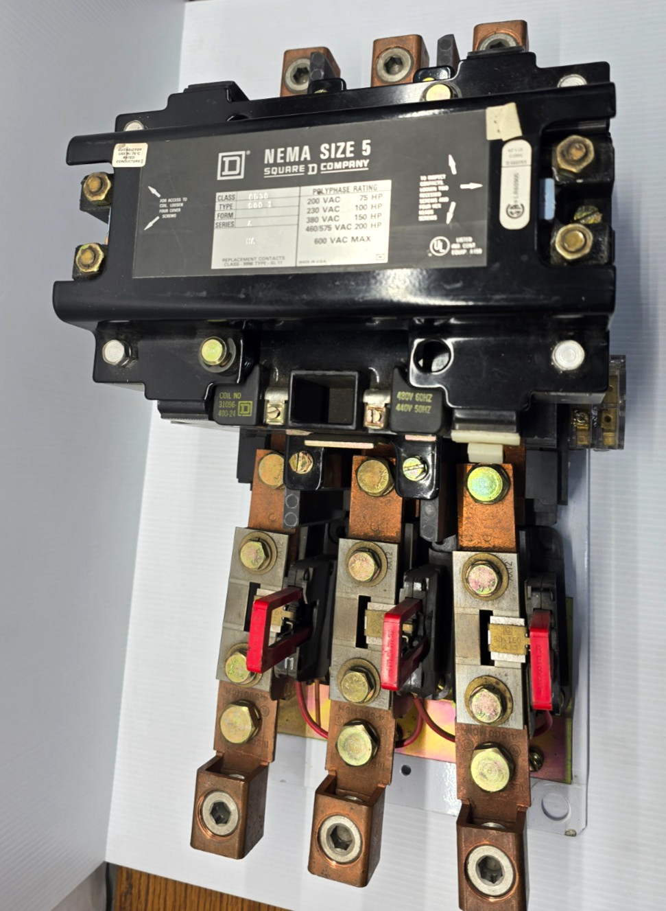 Square D Size 5 Motor Starter 200 HP 600 VAC 480V Coil 8536SG01