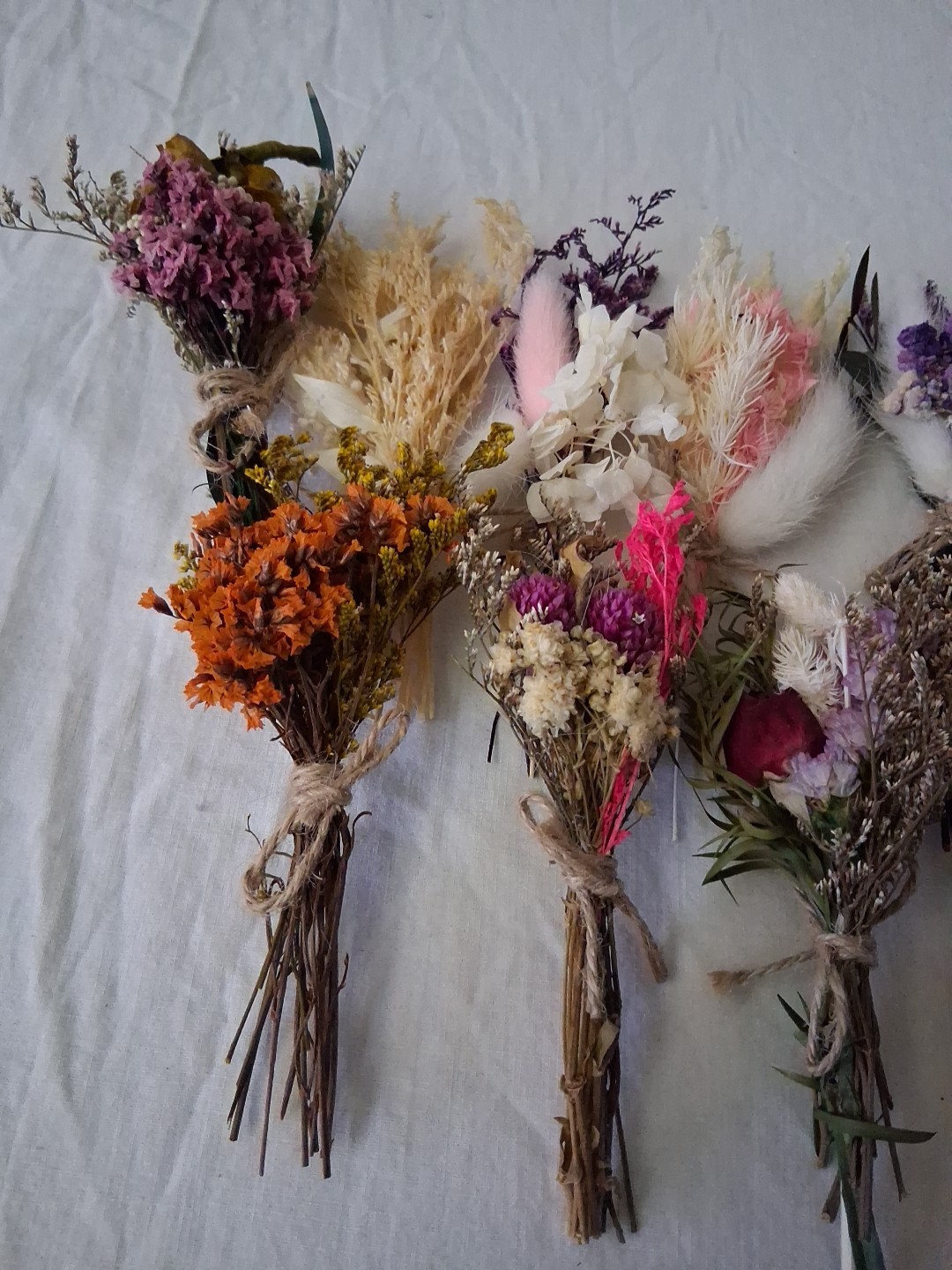 Lot of 11 Mini Dried Flower Bouquet, Wildflower Decor for Crafts or Photo Props