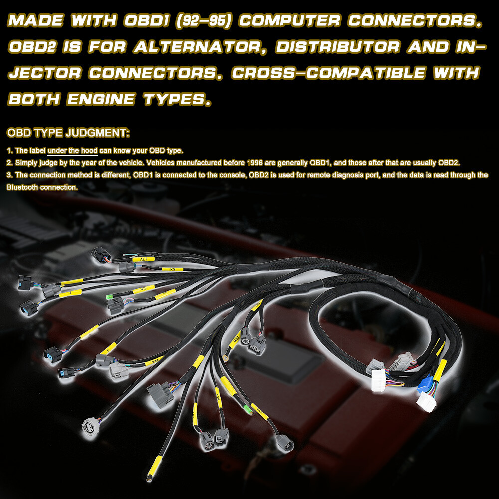 OBD2 D & B-series Tucked Engine Wire Harness For 92-00 Civic Integra B16 B18 D16