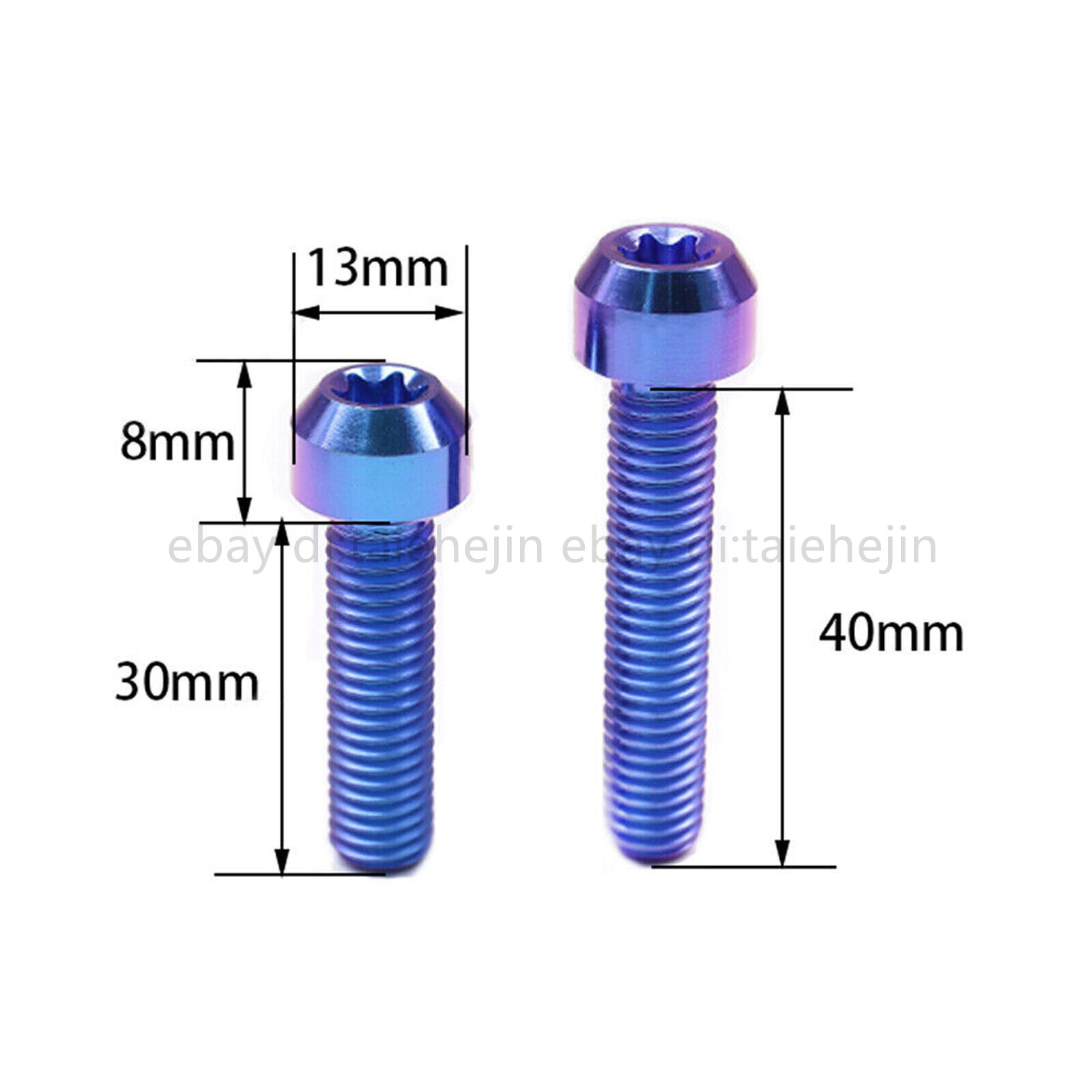 Titanium Bolt M8x10 15 20 25 30 35 40 45 50mm Chamfered Round Torx Head Screws