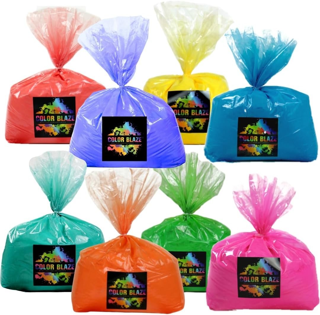 Color Blaze Holi Color Run Powder - 5 lbs of Each Color - Pink, Red, Orange, etc