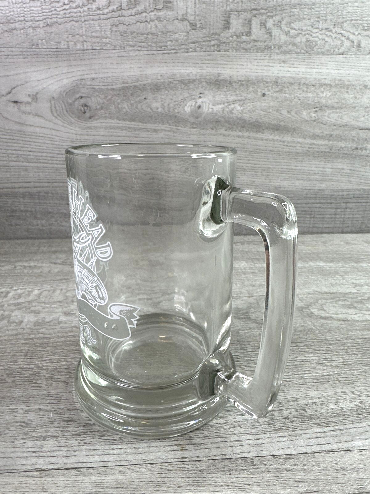 Moosehead Canadian Lager Beer Stein Handled Clear Glass Mug 5 1/4”