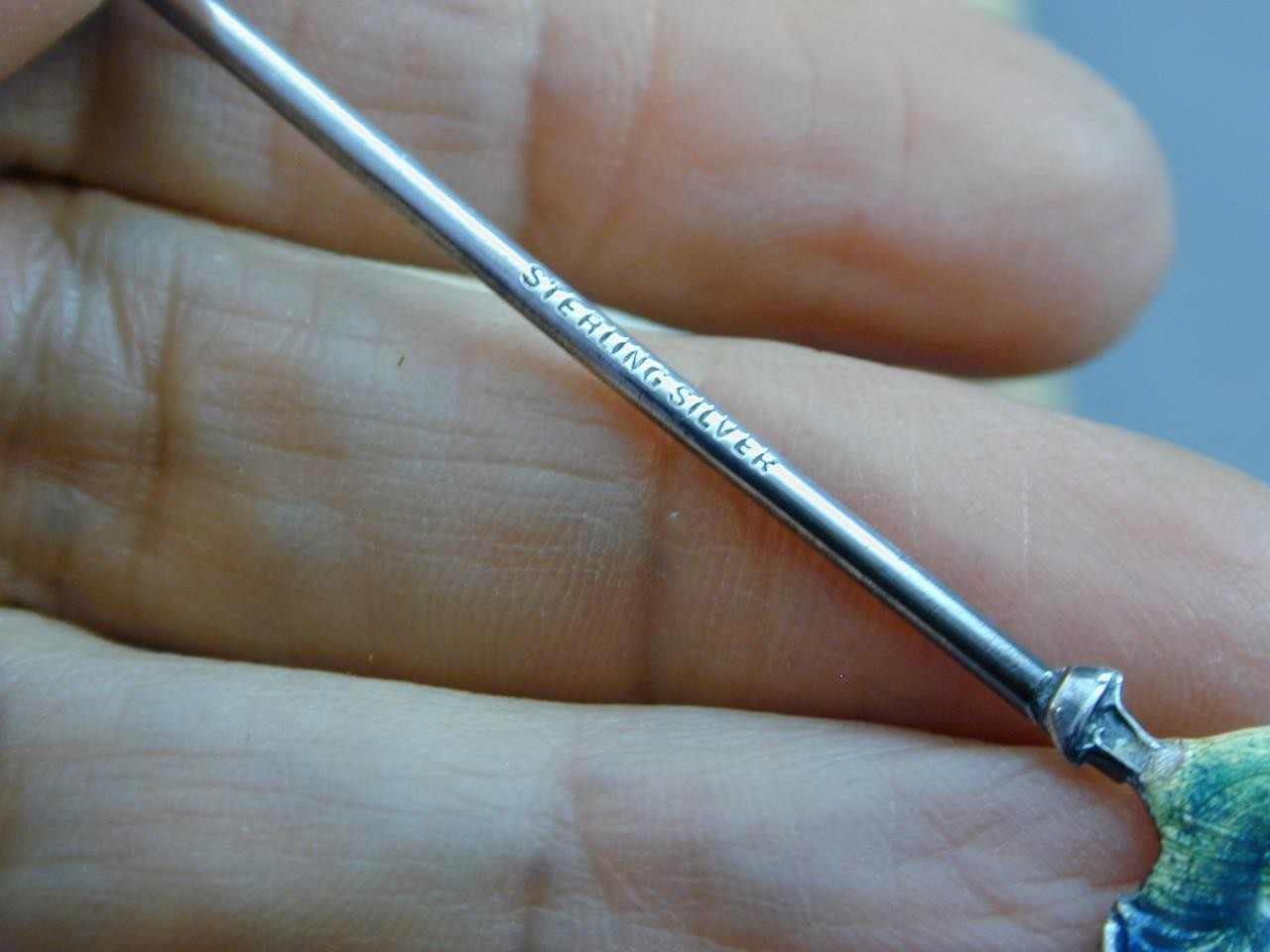 Art Deco Sterling Guilloche Enamel Rooster Cocktail Picks Original Box