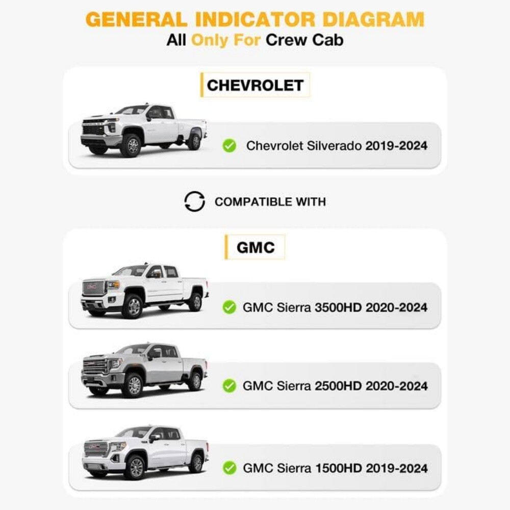 3W Floor Mats For Chevy Silverado / GMC Sierra Crew Cab 2019-2024 Weather Liner