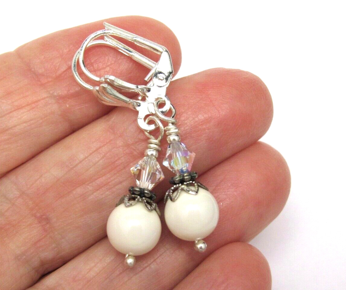 Crystal Pearl Earrings Cream White Silver Plate Mix Wedding Jewelry Birthday