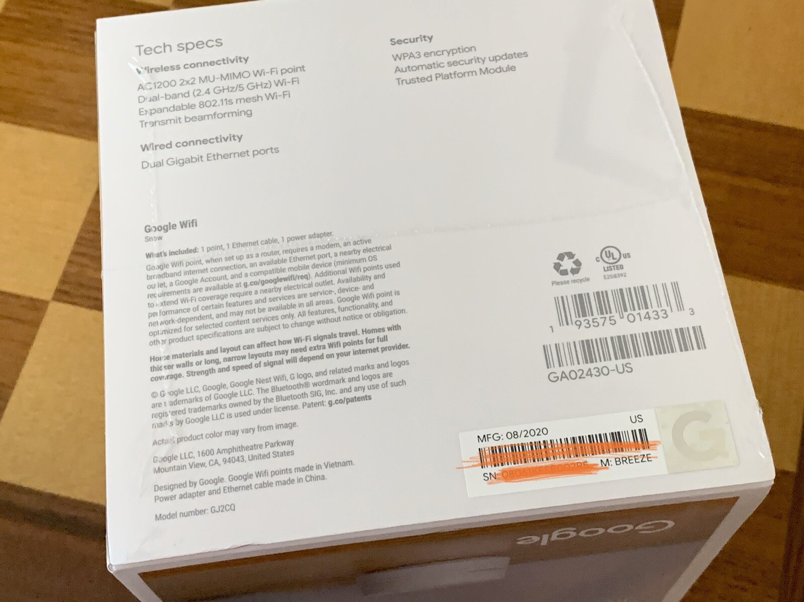 Google Nest Wifi Pro Wi-Fi 6E AXE5400 wireless router 2023 new model OB