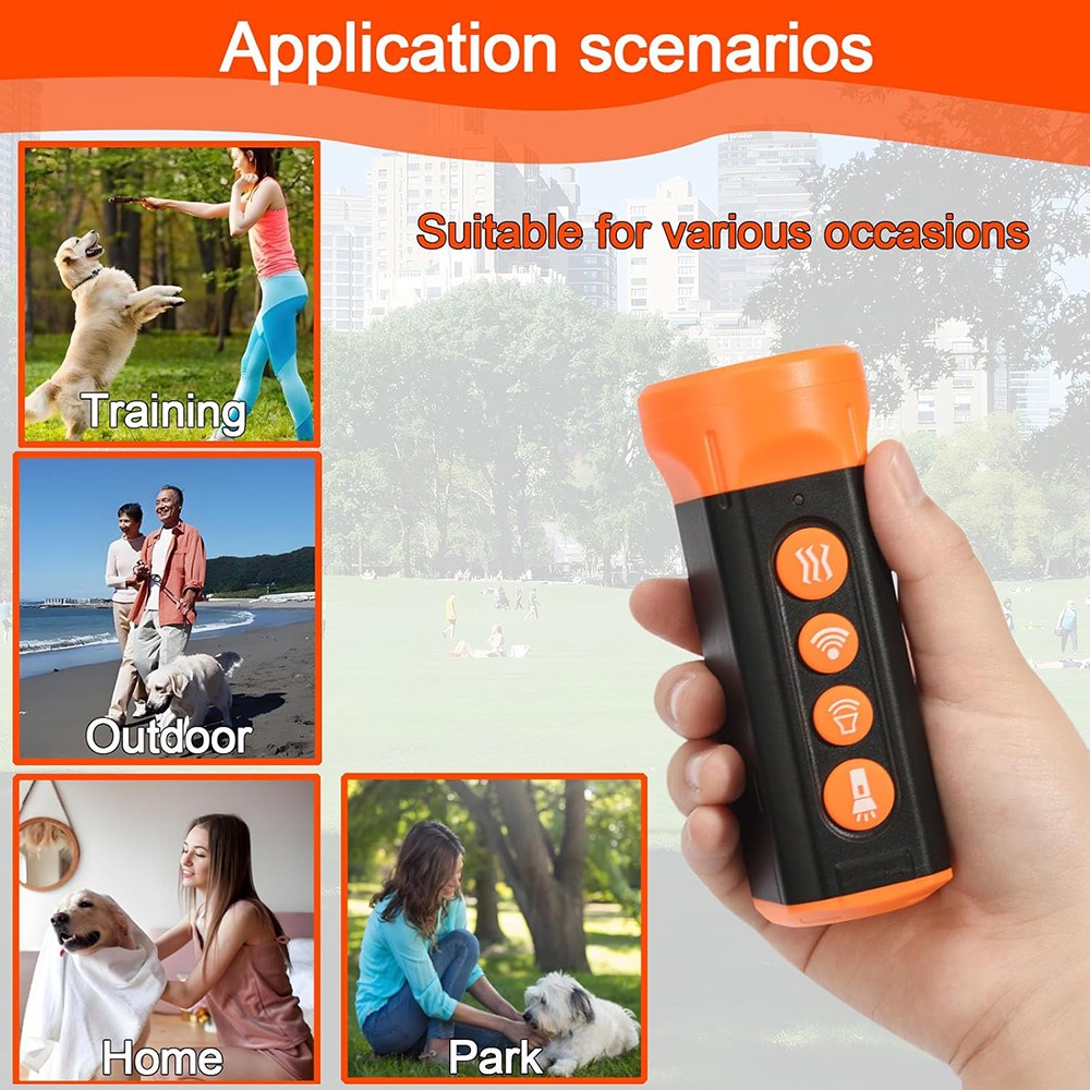 Anti-Dog Bark Deterrent Device Ultrasonic Stop Barking Repeller 4 Head with LED