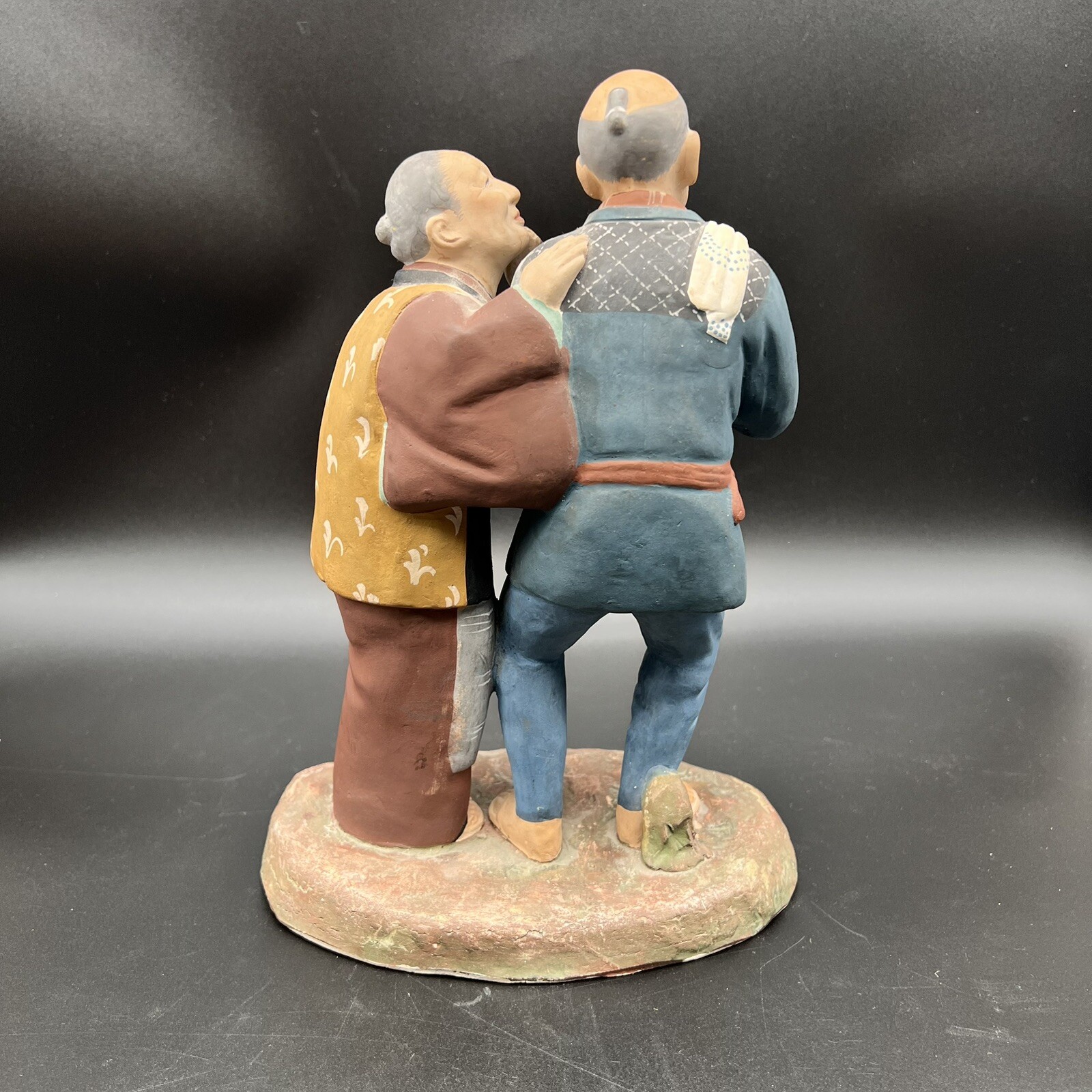 1940s-50s Japanese "Mudmen"/10" tall/Figurine/Pottery/Two Men/made in Japan