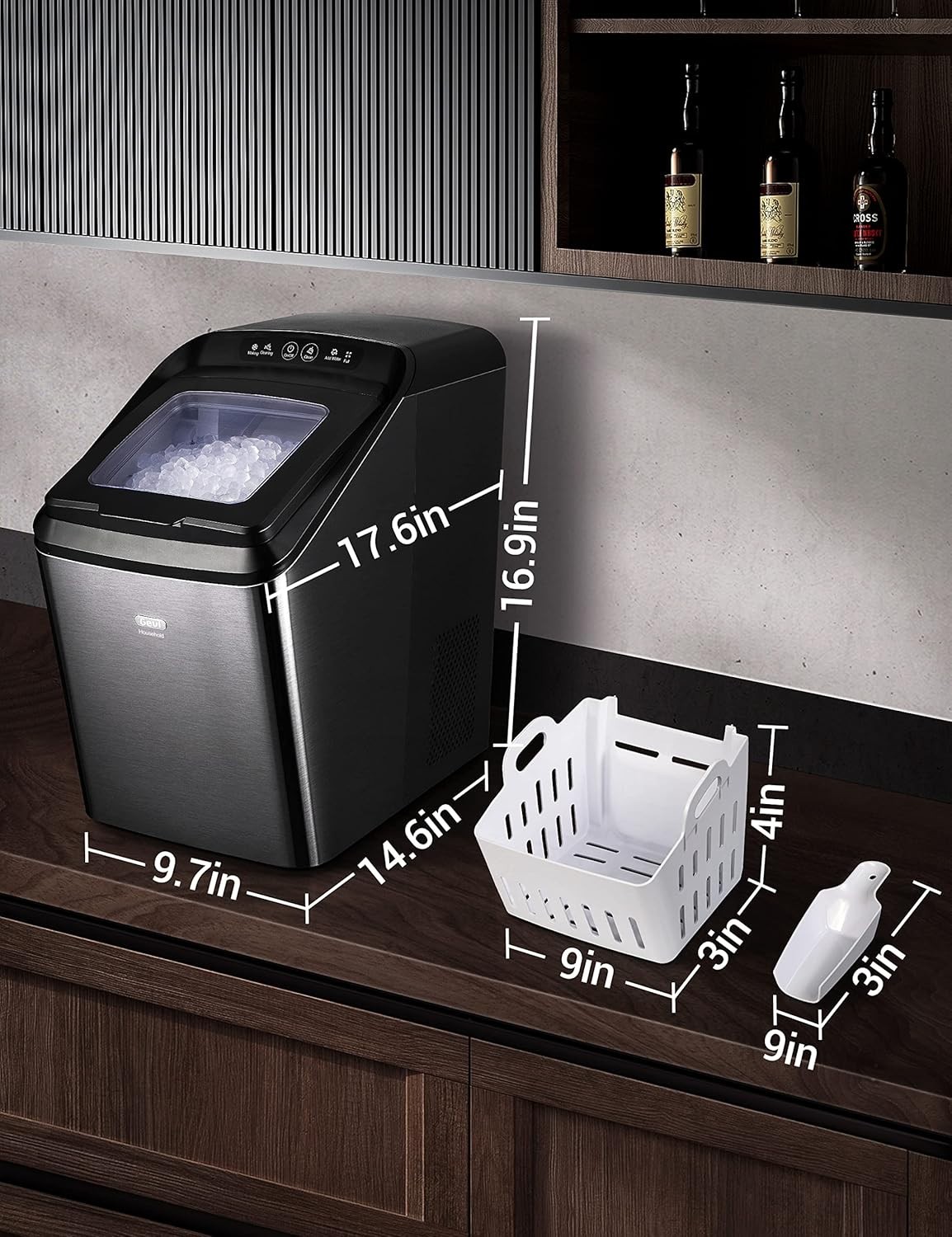 Gevi Countertop Nugget Ice Maker Machine 28lb/24 SelfCleaning Portable Ice Maker