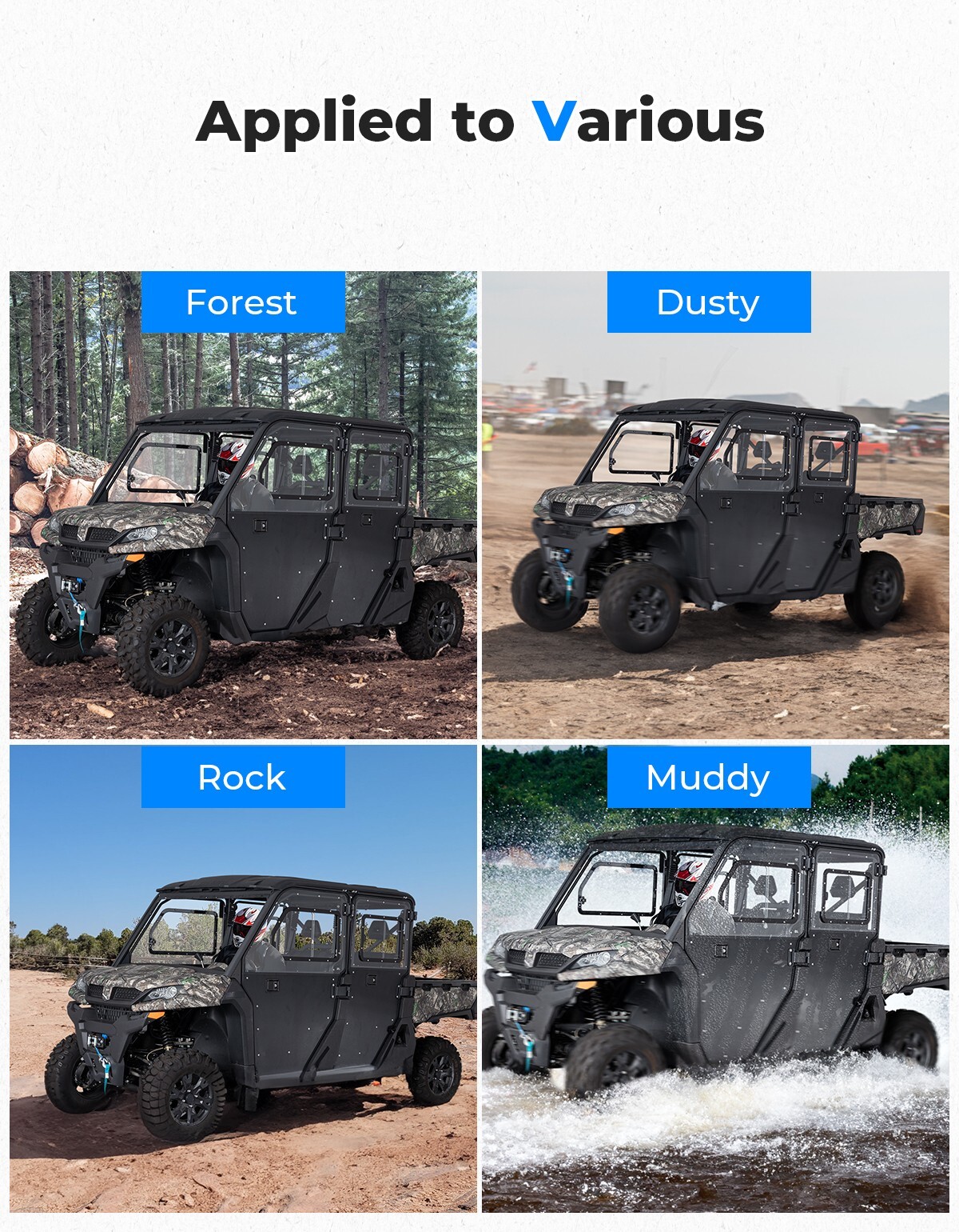 KEMIMOTO 2-in-1 Front & Rear Full Doors w/Windows For UForce 1000 XL 2022-2026