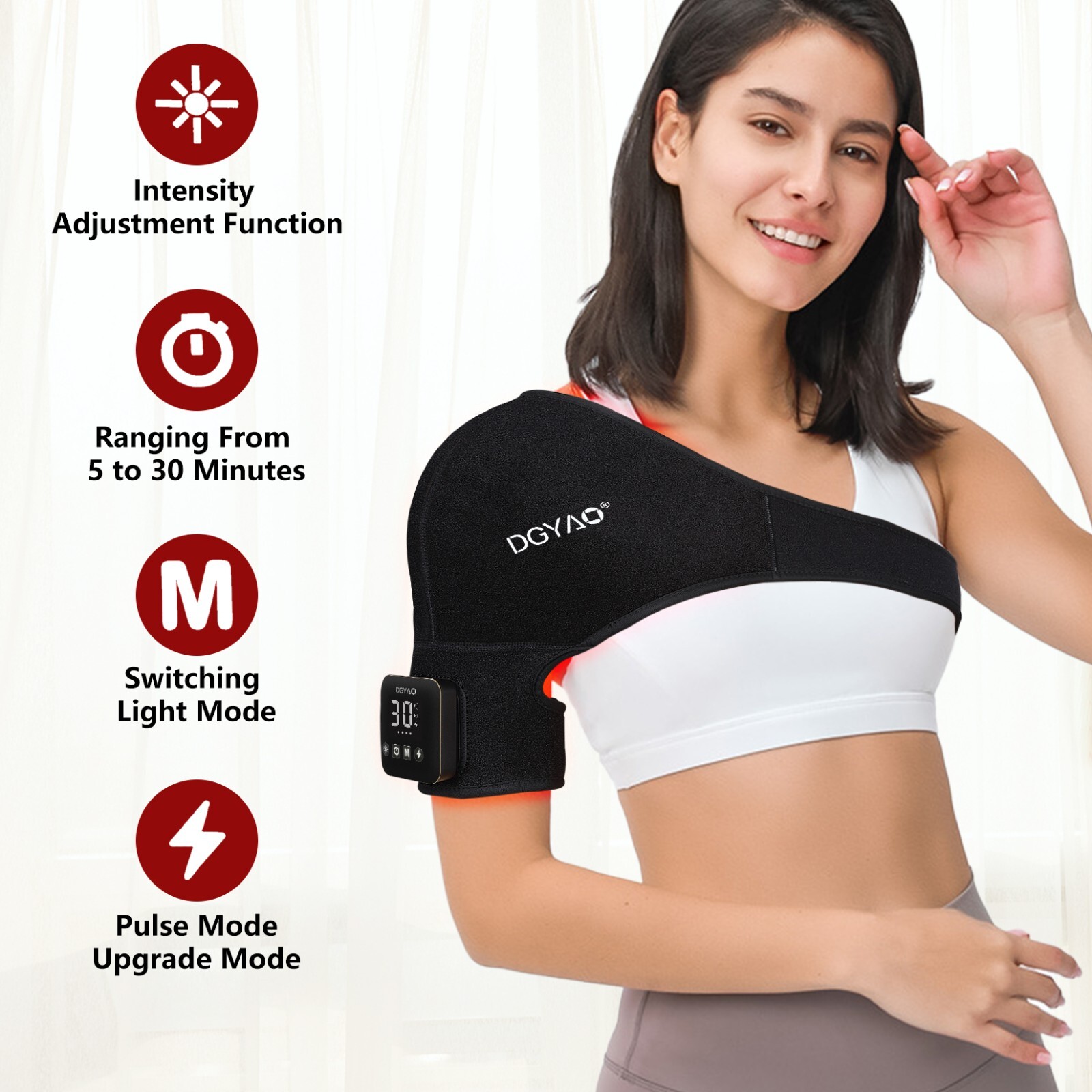 Near Infrared Red Light Therapy Device for Neck Back Pain Relief Shoulder Belt