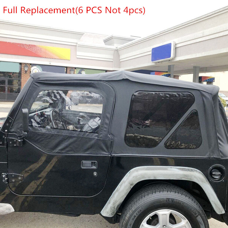 Front Rear Soft Top + Upper Skins Diamond Black For 97-06 Jeep Wrangler TJ 2 Dr