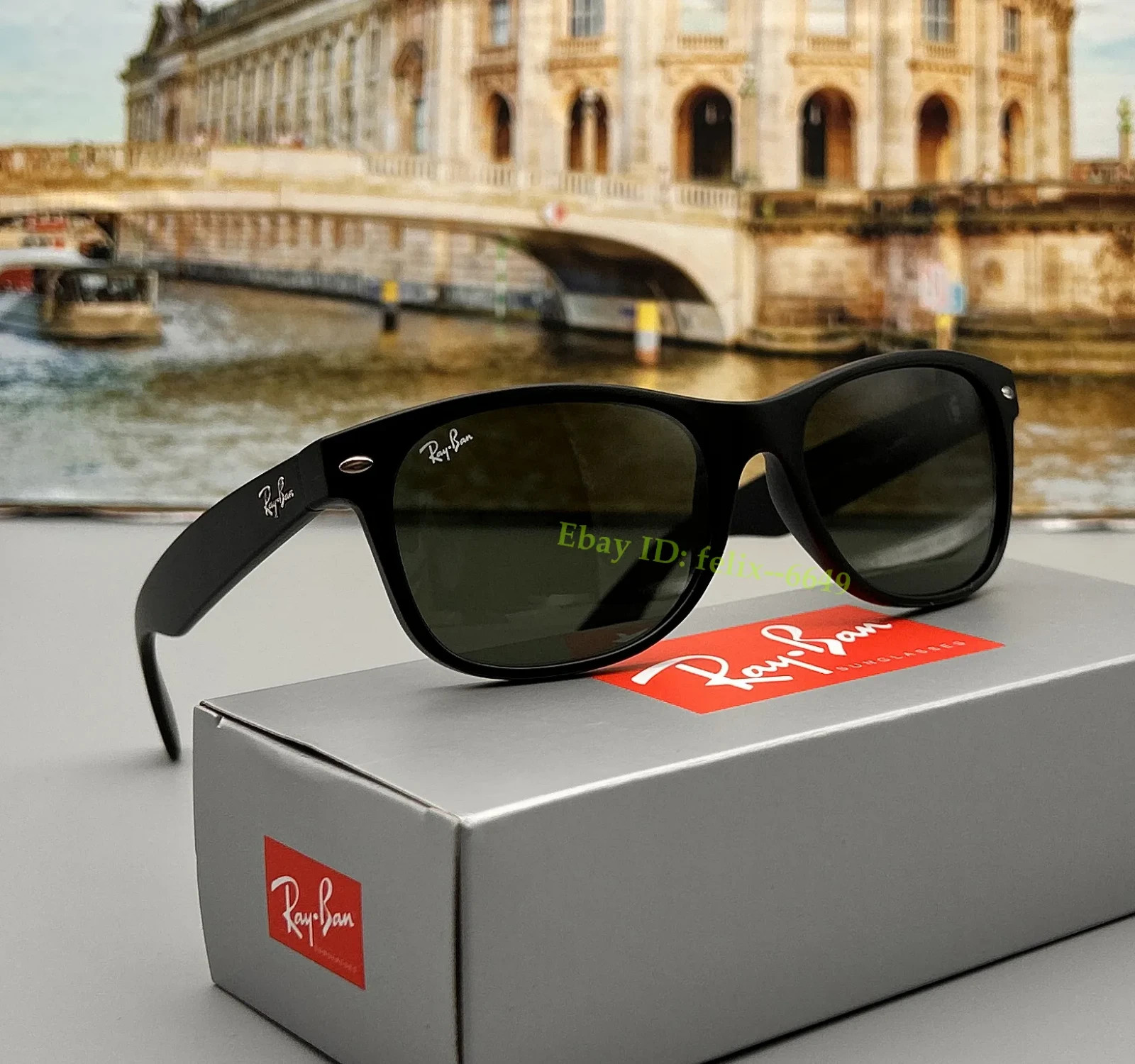 Ray-Ban RB2132 622 Matte Black Wayfarer Sunglasses G-15 Green Lens Unisex 55mm