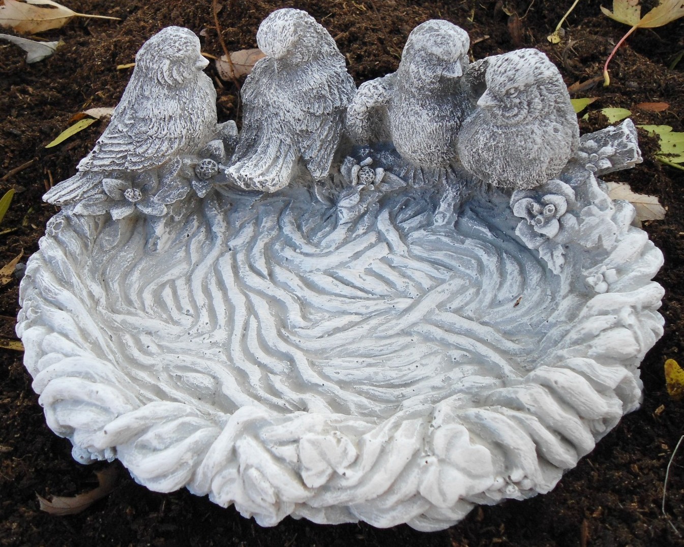 Latex bird birdbath mold plastic support concrete mould 9" x 7" x up to 3.5"H