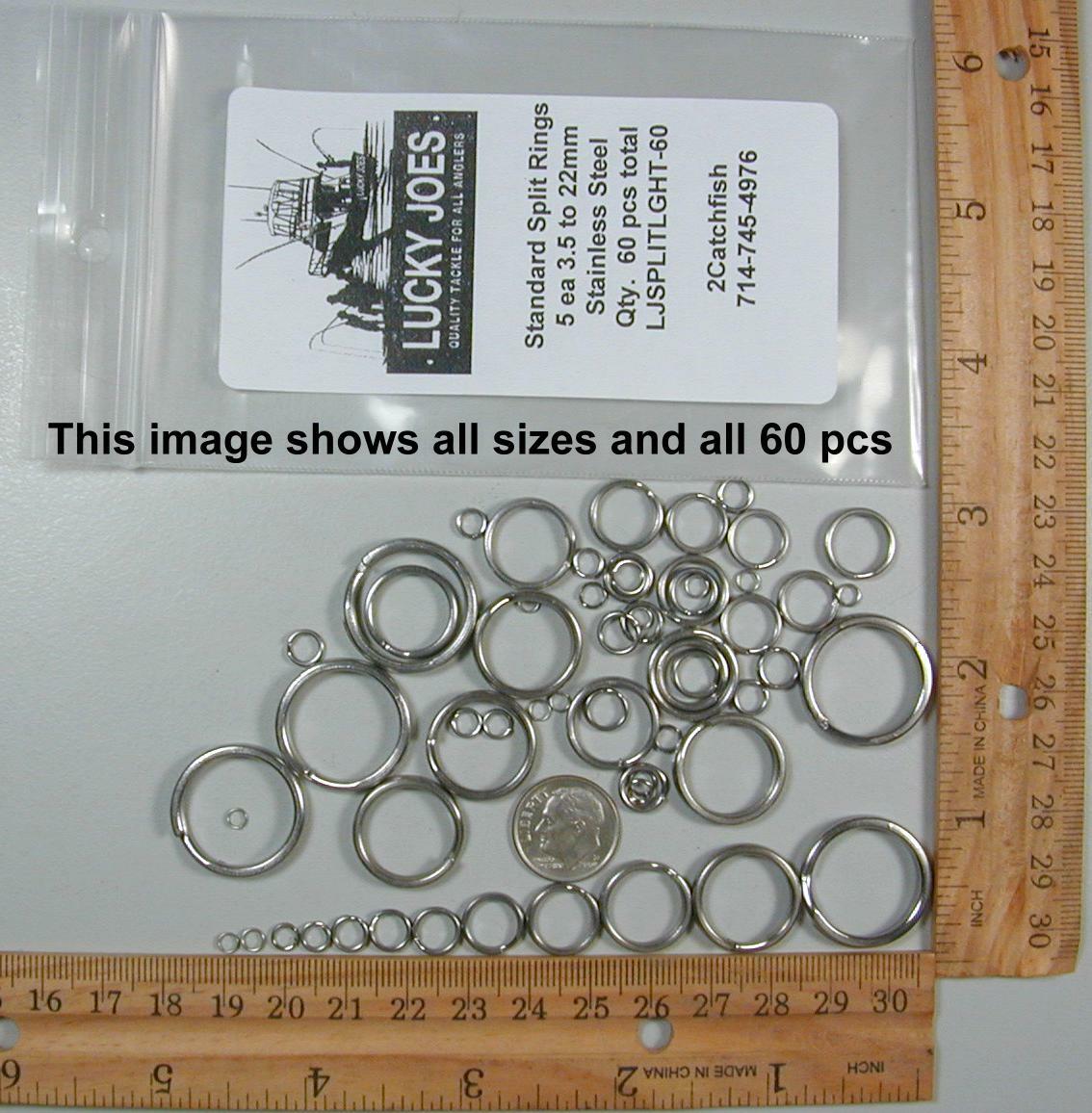 Stainless Steel Split ring assortment 60 pcs 12 sizes small to big standard duty