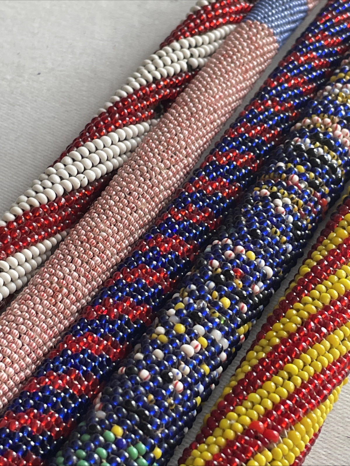 5-Vintage African Beaded Wooden War Club Throwing Stick Ceremony Spiritual Art