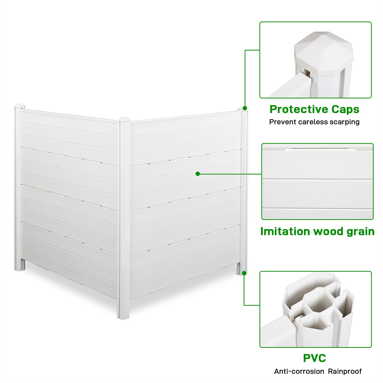47.2"W X 45.6"H Vinyl Privacy Screen (2-Pcs) Weather Resistant Fence Panel Set