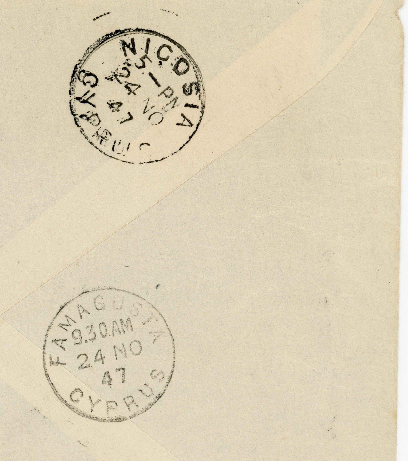 CYPRUS 1947 RURAL SERVICE GR POSTMARK PARALIMNI COOPERATIVE ENVELOPE