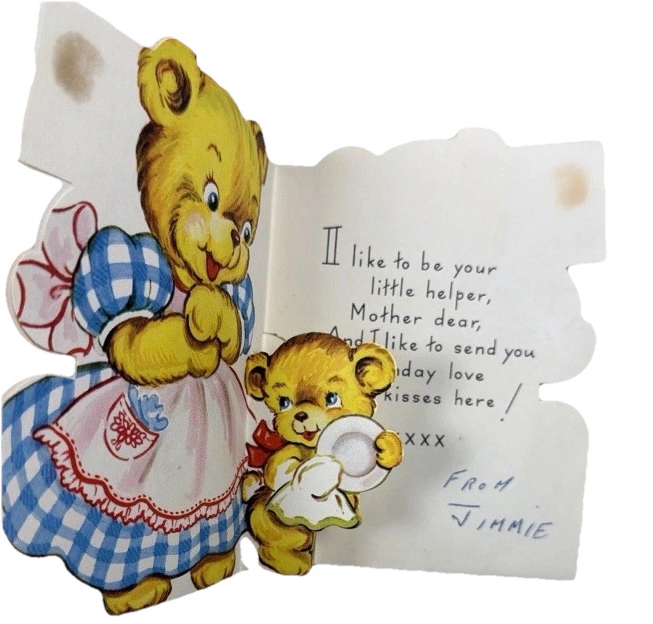 Vintage 1950s Teddy Bear Cards Lot Used Die Cut Pop Up Ephemera AGC Gibson
