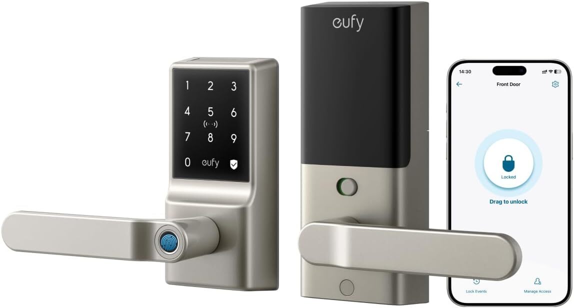 eufy Smart Lever Lock C33 Fingerprint Keyless Entry Door Lock Deadbolt w/ Handle