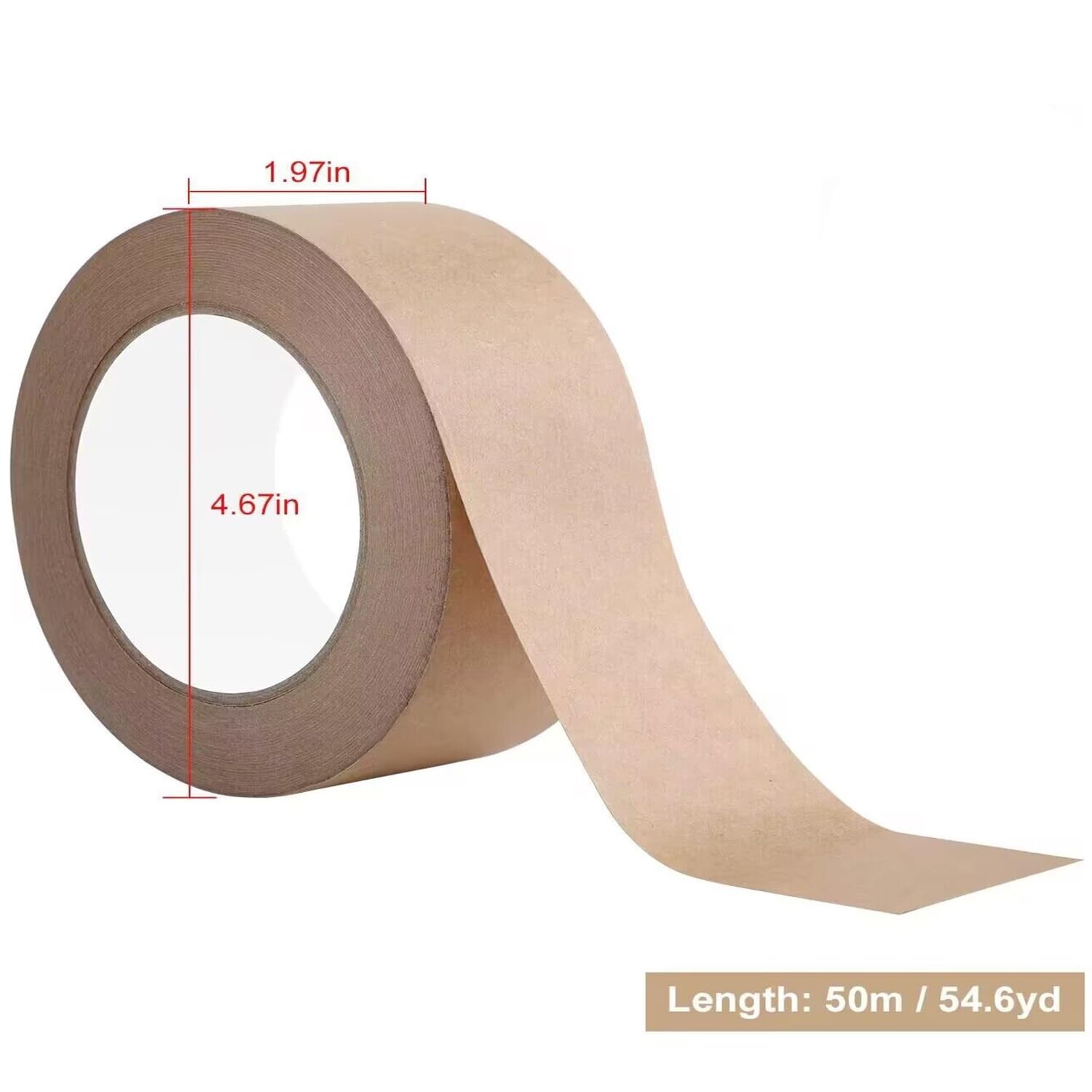 6 Rolls 2"x55 Yard Self-Adhesive Kraft Paper Carton Box Sealing Packing Tape