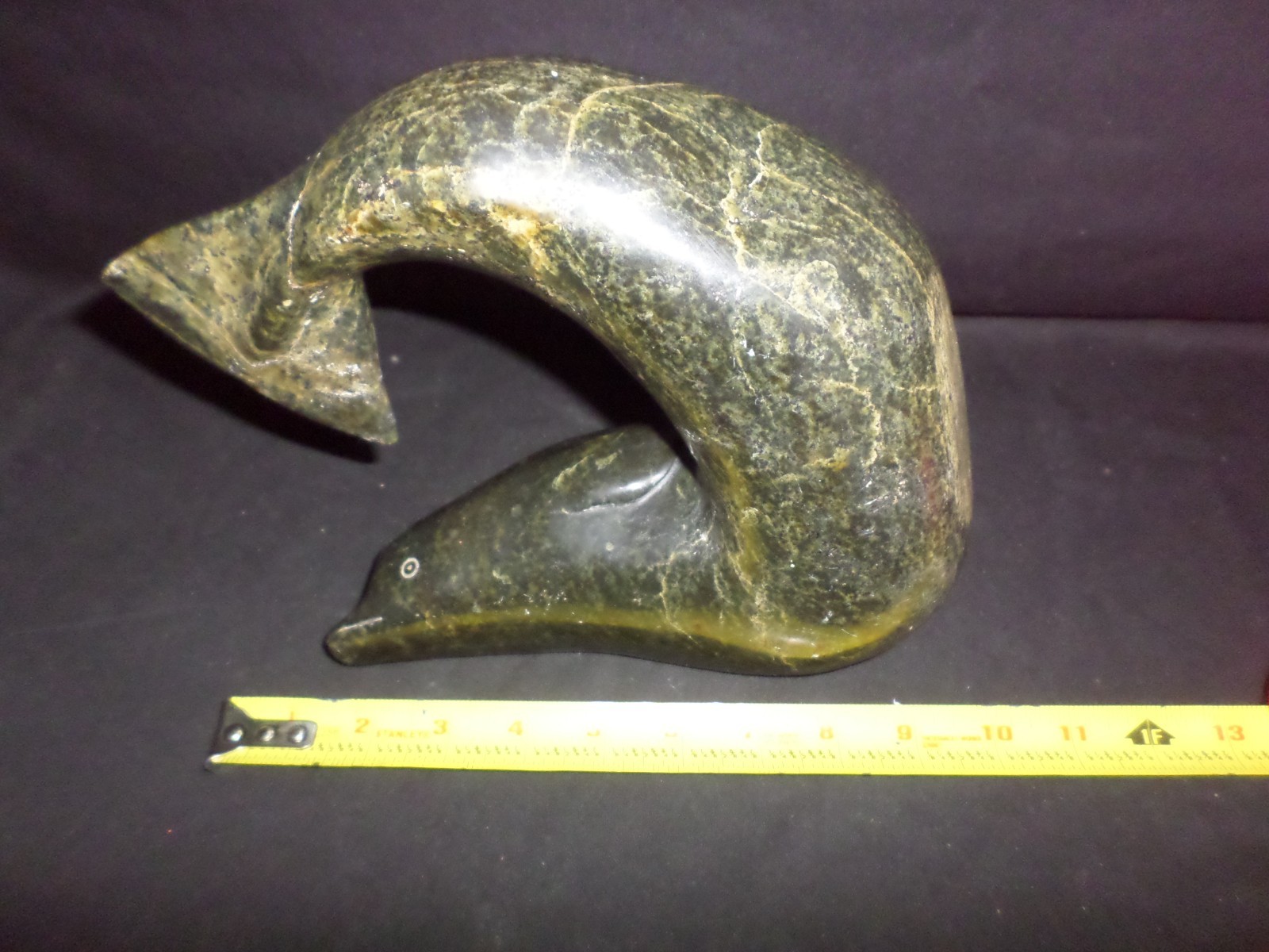 Fine Antique Native American Alaskan Cape Dorset Carved Serpentine Whale 10lb