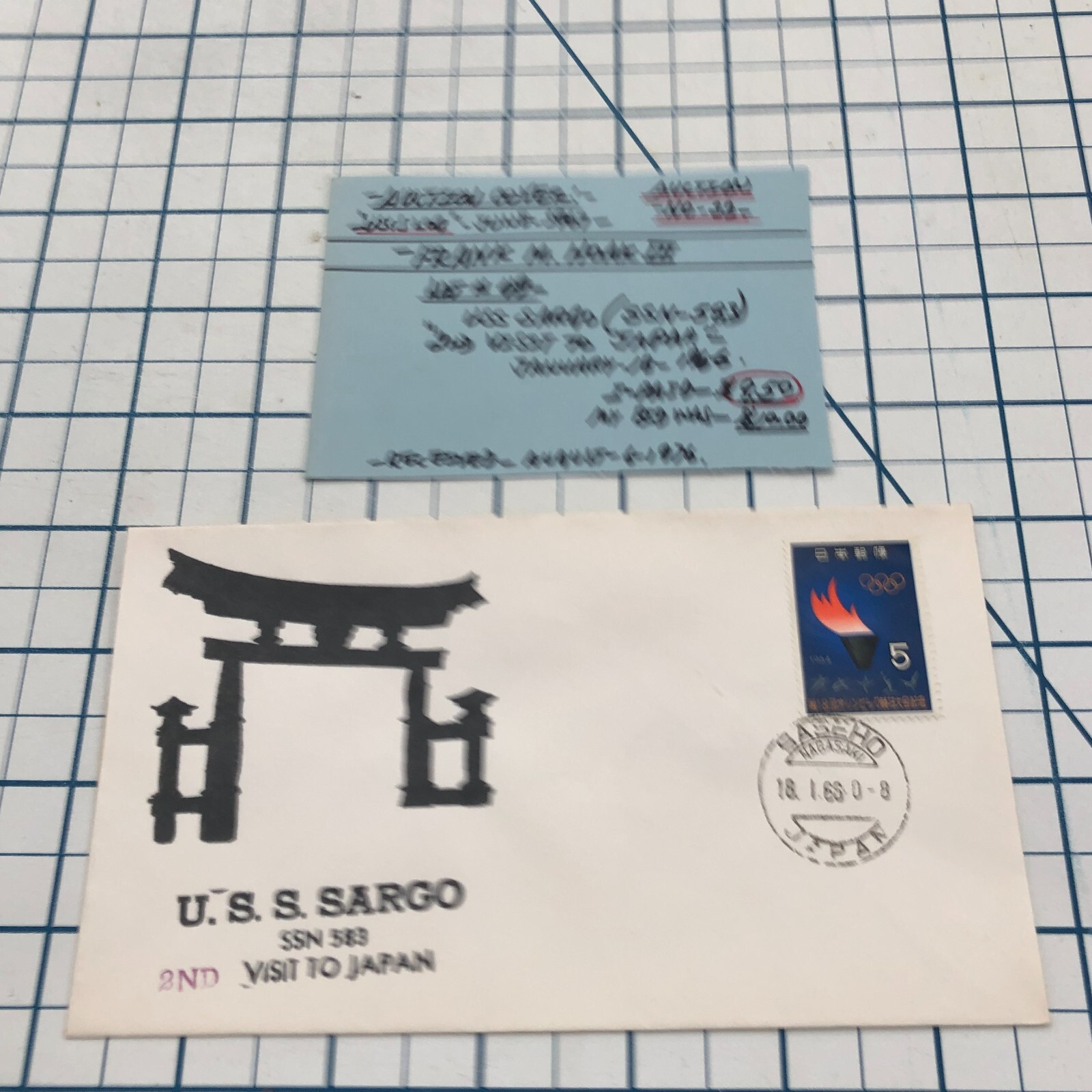 Vintage FDC Cover Cachet Postage Stamp Envelope 1966 USS SARGO SSN 583 JAPAN SUB