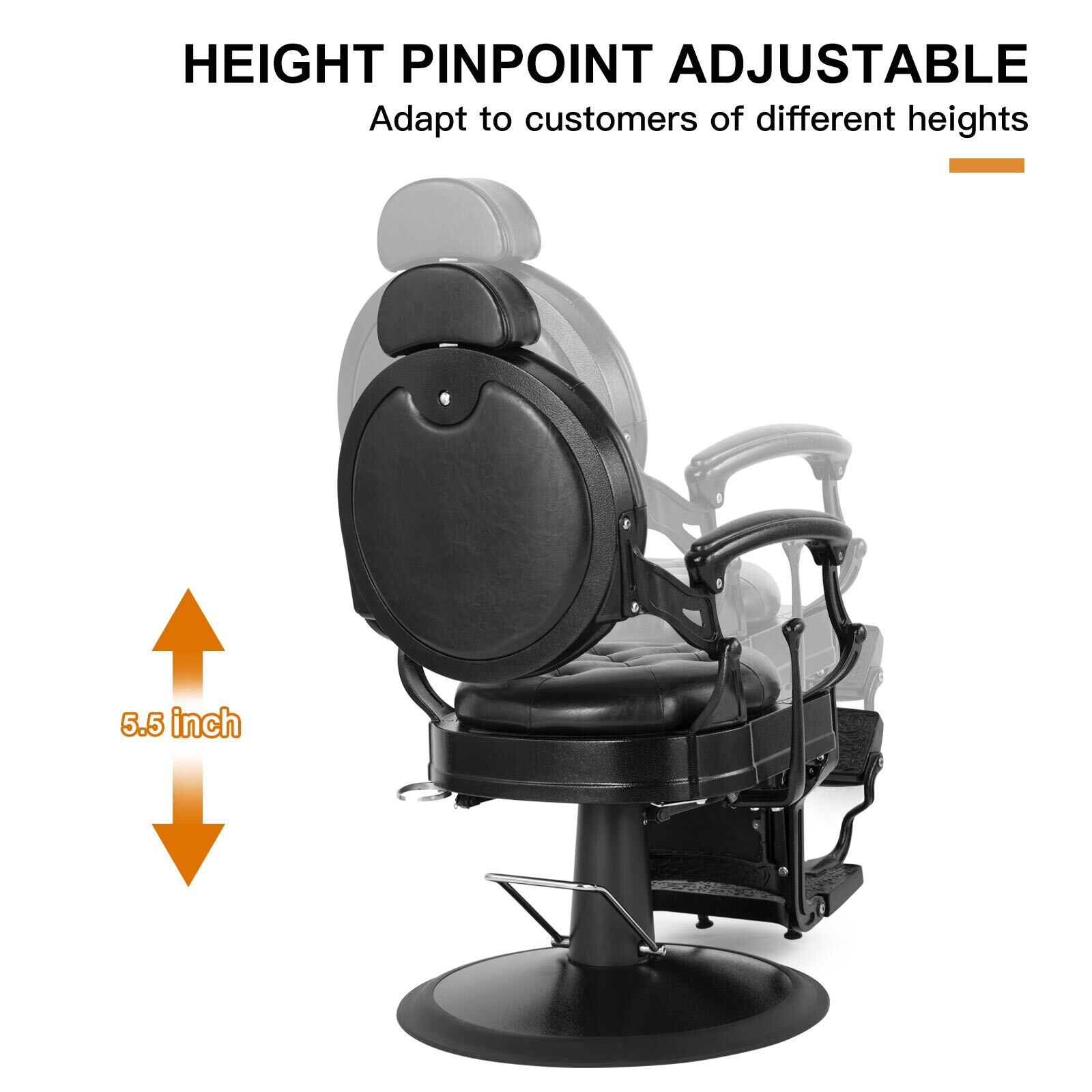 Vintage Black Heavy Duty Barber Chair Hydraulic Recline All Purpose Salon Beauty