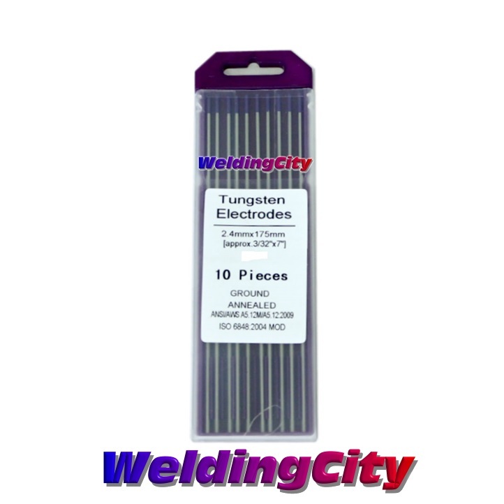 WeldingCity 10-pk TIG Welding Tungsten Tri-Element Non-Radioactive Purple 1/16x7