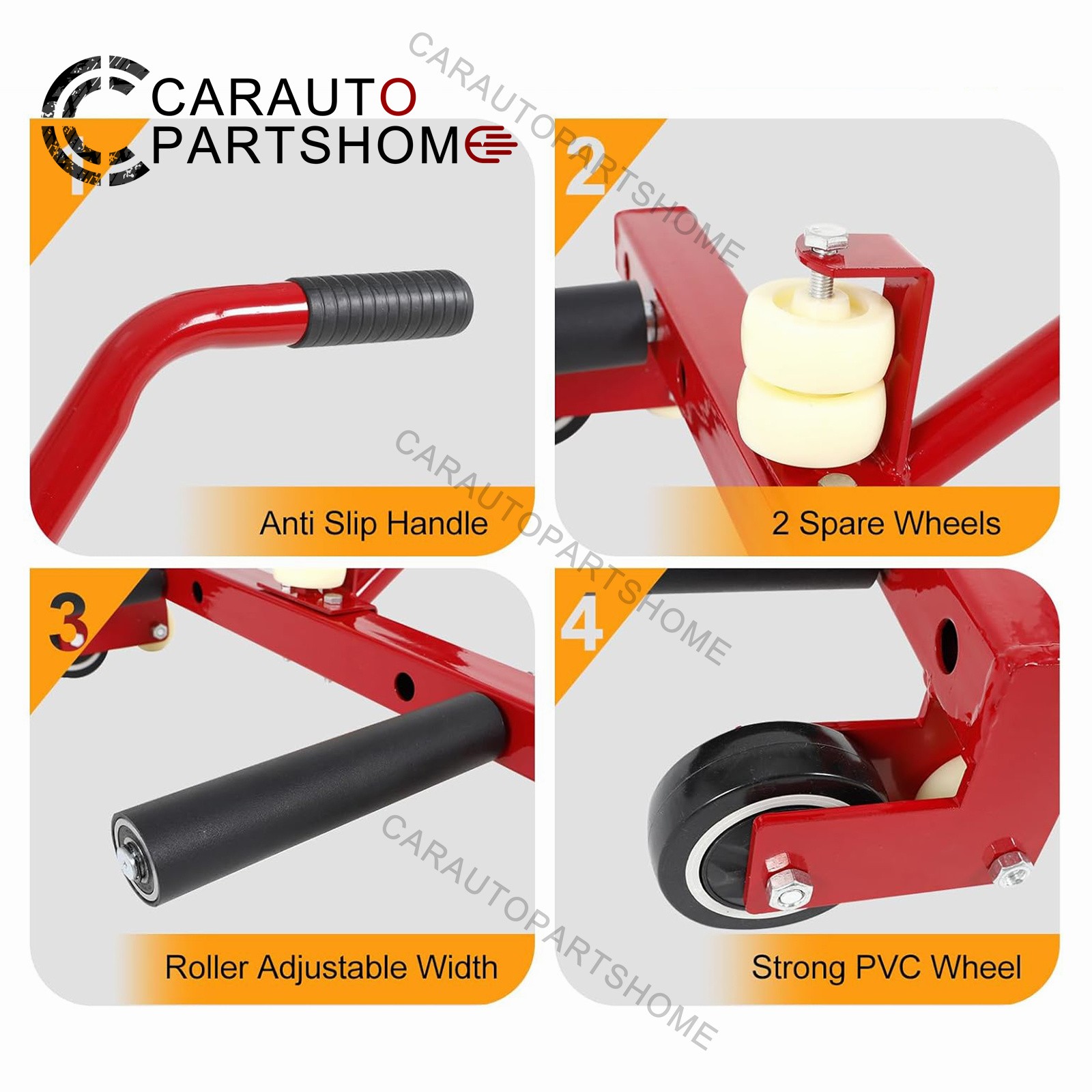 Heavy-Duty Adjustable Tire Wheel Dolly 330 LBS Moving Tool Cart Wheel Lift Red