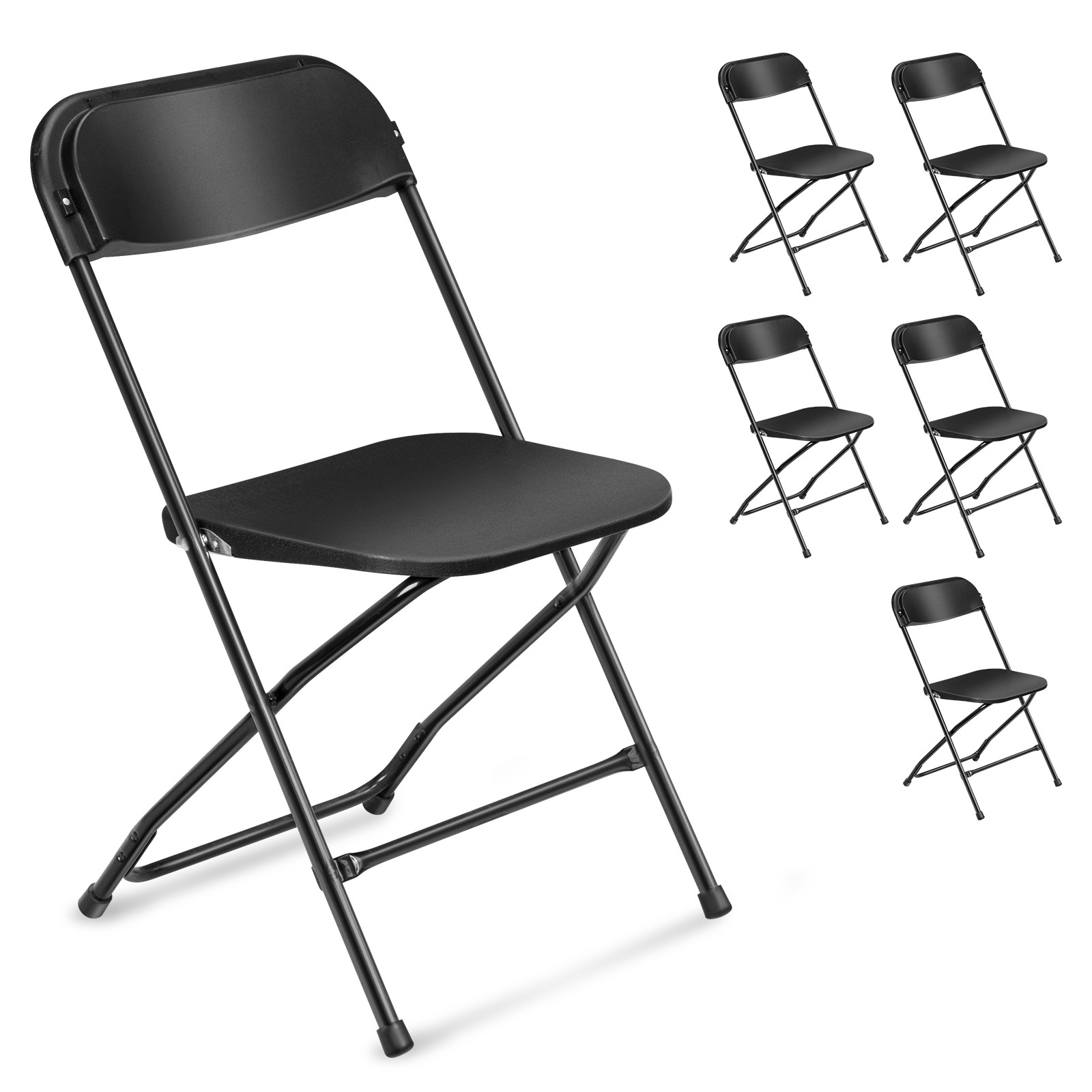 6 PCS Plastic Commercial Wedding Quality Stackable Folding Chairs Party Black
