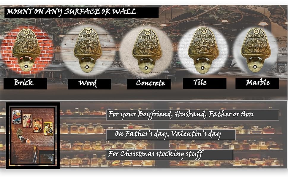 Wall Mounted Bottle Opener Rustic and Antique Farmhouse with Screws - 1 pack