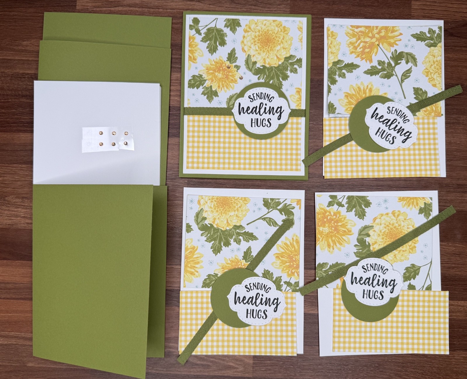 Stampin Up Card Kit GET WELL Sending Hugs Floral Delight DSP - Makes 4 Cards