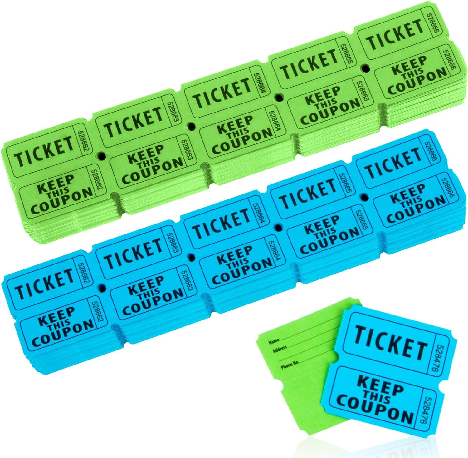 800PCS Raffle Tickets Roll - 50/50 Double Raffle Tickets, Perforated Line Consec