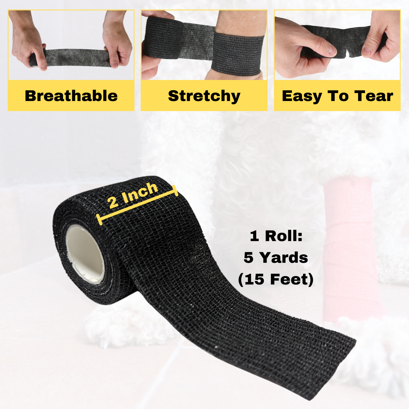 24-Rolls Self Adhesive Bandage Wrap, Vet Tape, Medical Tape (2 In x 5 Yds)