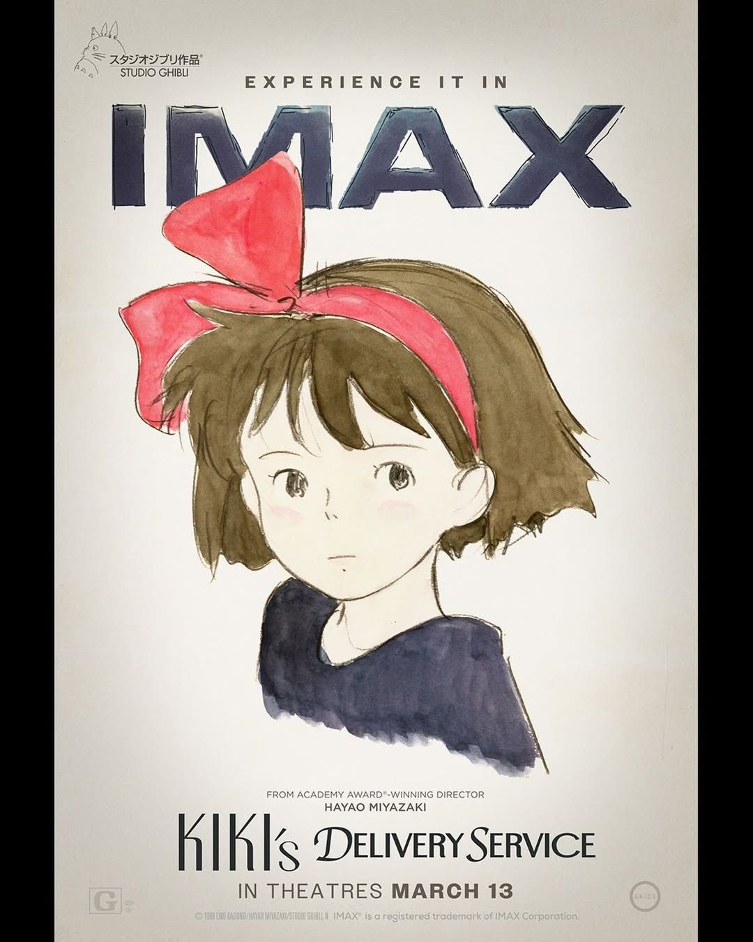 Official poster for the IMAX release of Hayao Miyazaki's KIKI'S DELIVERY SERVICE