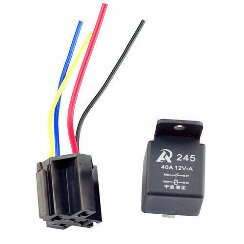 5 Pack 12V 30/40 Amp 4-Pin SPST Automotive Relay with Wires Harness Socket Set